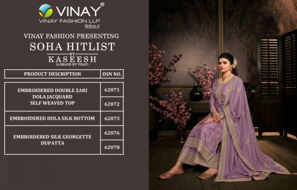 Vinay Kaseesh Soha Hitlist Nx Designer Salwar Suit Collection